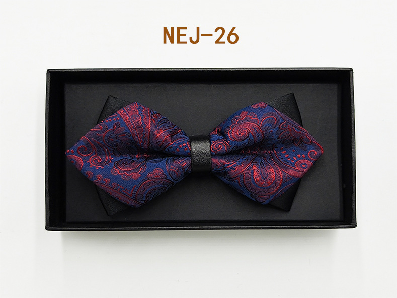 Pajarita negra de color sólido para hombre Boda británica Boda novio padrino traje camisa arco caja de regalo embalaje