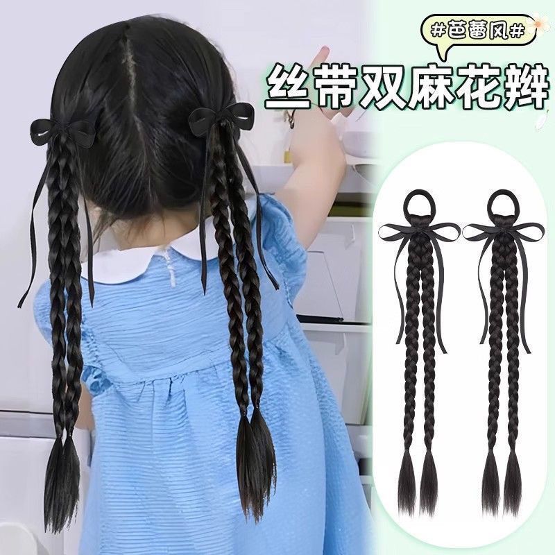 Cinta de lazo para niños Cola de caballo Estilo de ballet Pelo falso Trenzas largas Niña performance Tombro trenzado trenzado