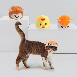 Factory Wholesale Cute Plush Cartoon Animal Adorable Cat Headgear with Velcro, Easy to Remove and Wash, Small Cat Hat