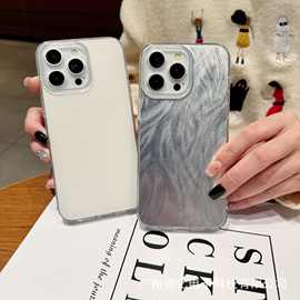 适用苹果16羽纱防摔手机壳tpu+pc防变黄亲肤感耐磨15大孔保护套