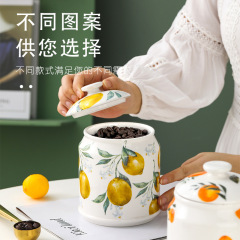 北欧ins風家庭用陶磁器貯蔵缶コーヒースナック缶キッチン軽贅沢キッチン豚油糧壇缶蓋付き