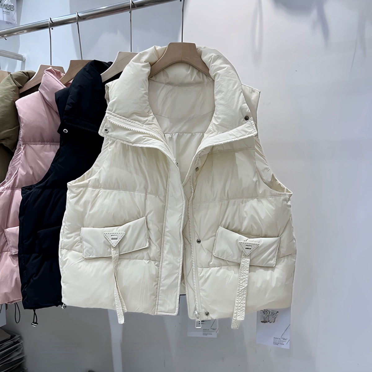 Demi-season down jacket, warm fashionable vest, plus size