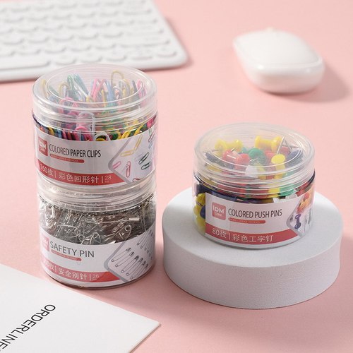 Cross-border four-in-one office combination color boxed paper clip pin ticket holder silver barrel pin pin
