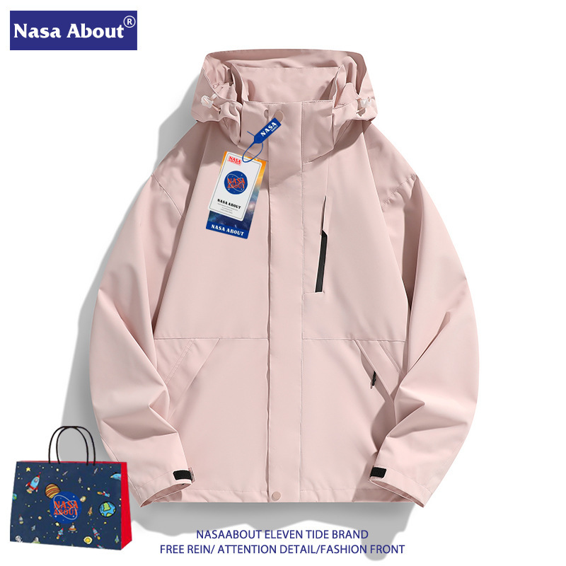 NASA冲锋衣三合一男女外套新款防风防雨春秋季登山服两件套潮|undefined