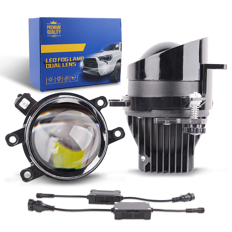 3.0inch Fog Light Laser Lens Modified Led Dual Light Lens White Light Golden Light Integrated High and Low Beam Car Front Fog Light