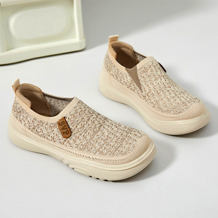Shoes Women's All-match Summer New Flying Woven Breathable No-smelly Foot Casual Shoes Soft Sole sneaker Mesh Breathable Women's Shoes