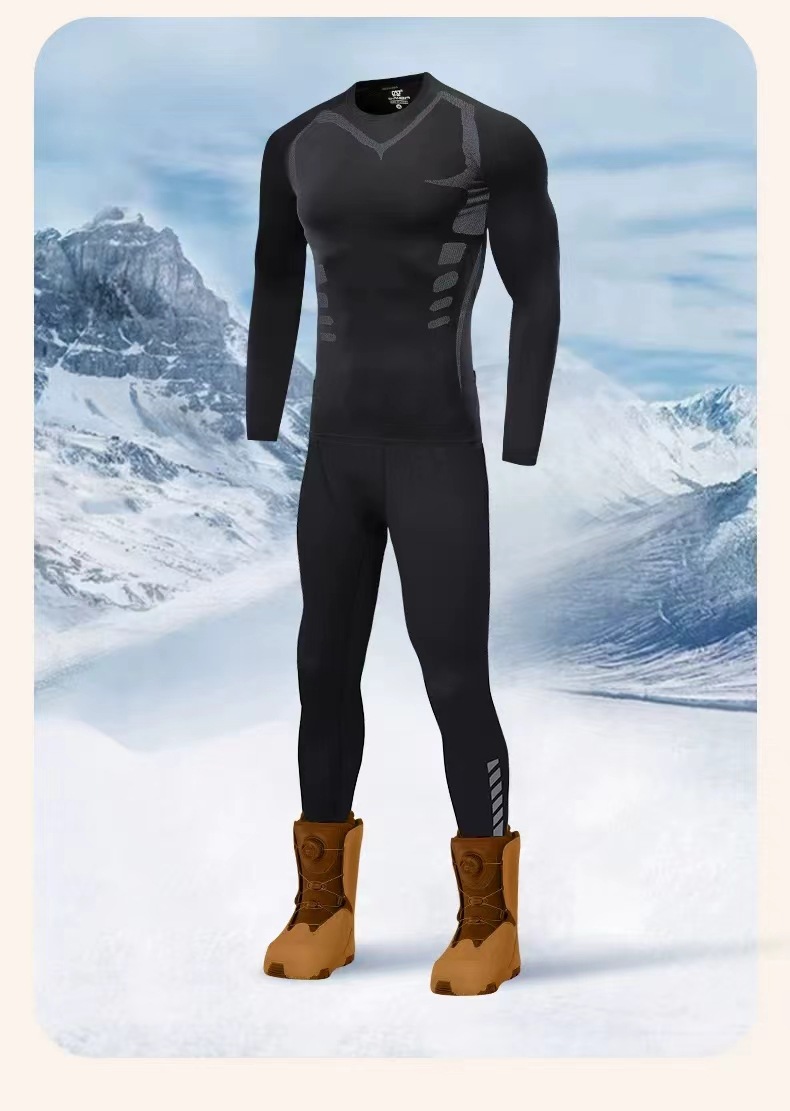 Men's Fitness Set Sports Tight-fitting Clothes Autumn Pants Youth Winter Cold-proof Clothing Plus Velvet Skiing_desvips.com