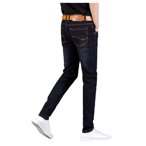 Autumn basic men's stretch jeans men's straight loose 2023 new casual pants men's slim fashion