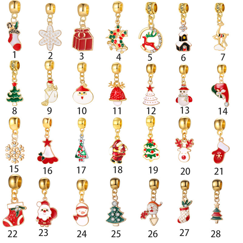 国境を越えた新しいクリスマスペンダント混包金色の大きな穴の油が落ちたdiyブレスレットのネックレスセットの部品|undefined