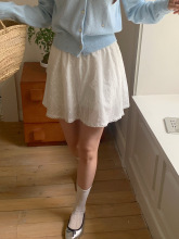 【欧凡】氛围感蕾丝提花弹力高腰短裙女2024春新款显瘦半身裙1226