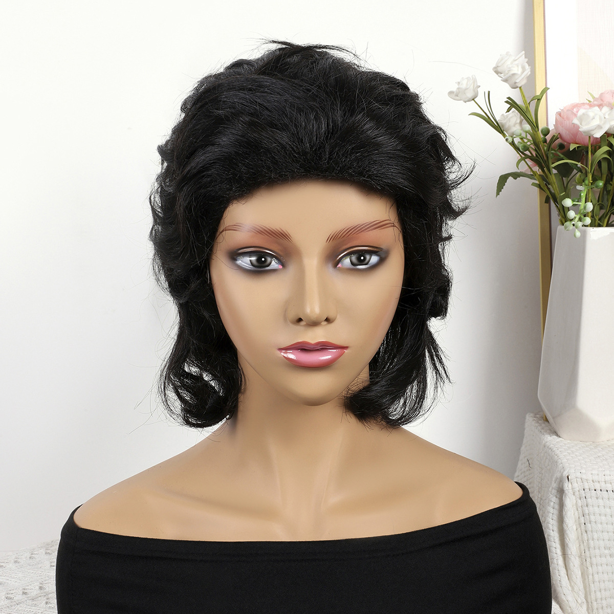 Cabeza de bob de fibra química al por mayor peluca de pelo de estudiante mecanismo de peluca cubierta de cabeza