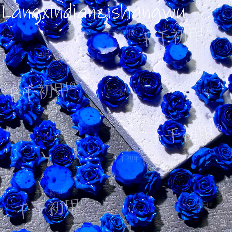 Autumn and Winter Popular Klein Blue Tie-Dye Rose Nail Art Jewelry Luminous Resin Soft Flower DIY Nail Decorations Autumn and Winter Popular Klein Blue Tie-Dye Rose Nail Art Jewelry Luminous Resin Soft Flower DIY Nail Decorations