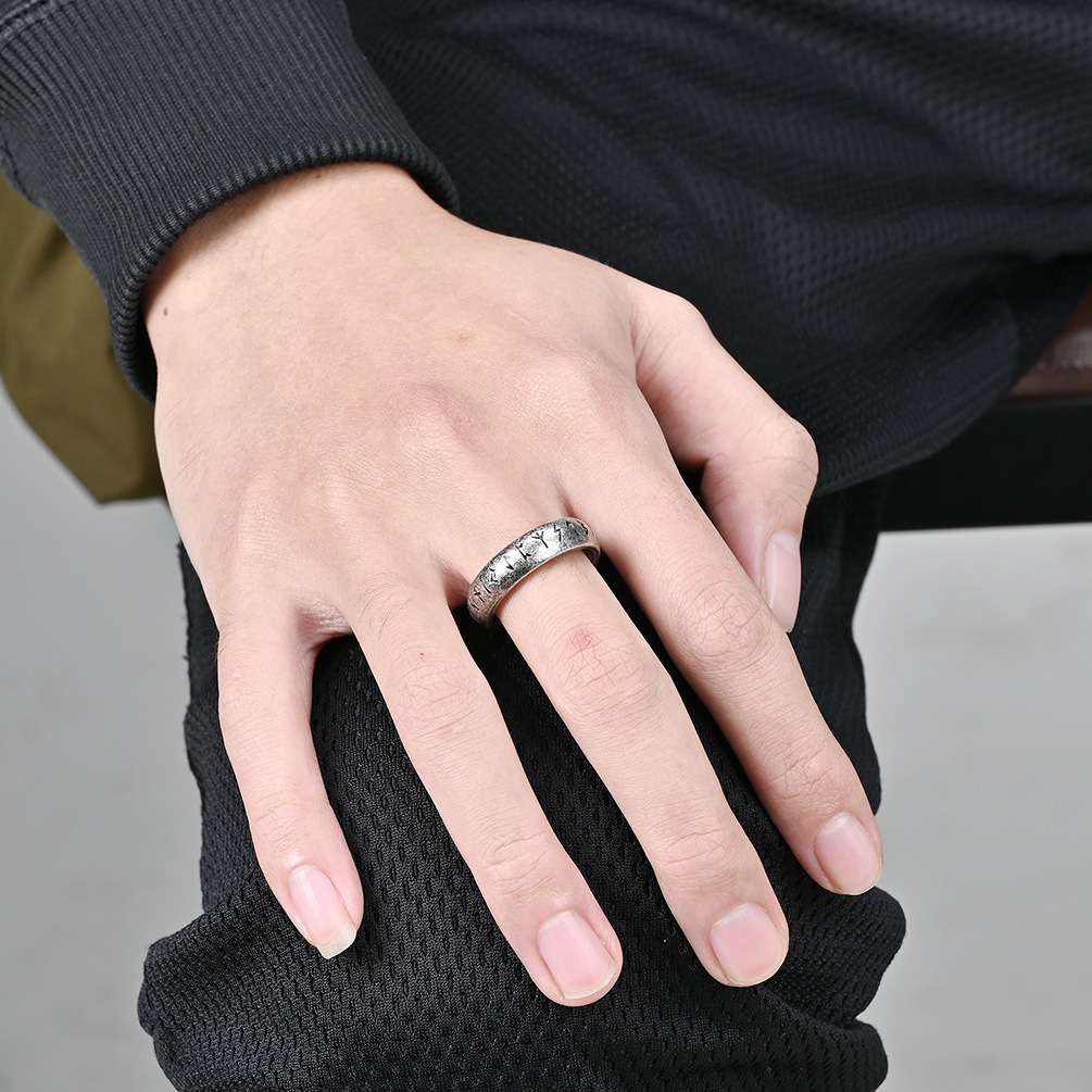 Men'S Gender Polishing Design Punk Geometric Letter Titanium Steel Polishing Rings