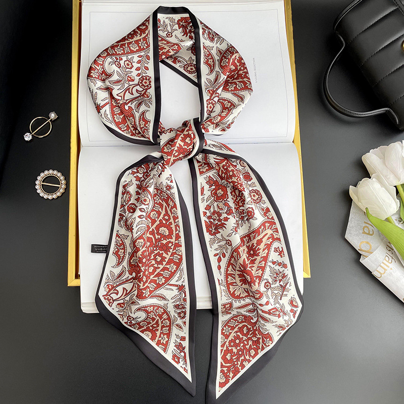 Bufanda larga pequeña para mujer primavera y verano nuevo impreso moda todo partido corbata de pelo bolsa bufanda decorativa cinta banda de pelo