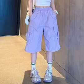 女童工装短裤女大童炸街夏装中裤儿童夏季薄款五分裤洋气宽松裤子