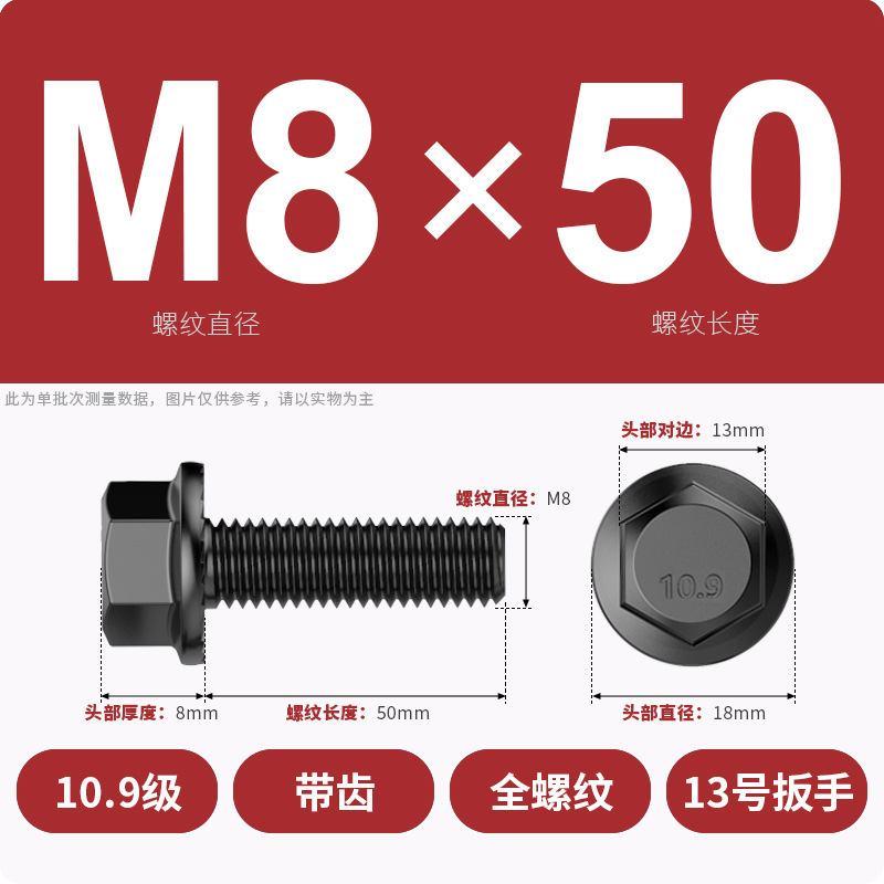 8.9段外六角フランジ面ねじ高強度GB5789プラスキャップ付マット付歯付ボルトM6M8-M20|undefined