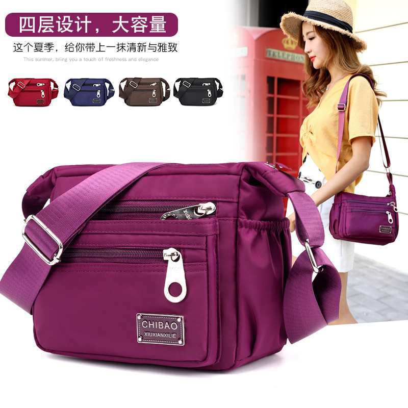 Chibao Nylon Cloth Crossbody Bag Women's 2021 New Arrival Fashionable Middle-Aged Women's Bag Korean Style One-Shoulder Canvas Mother Bag All-Match