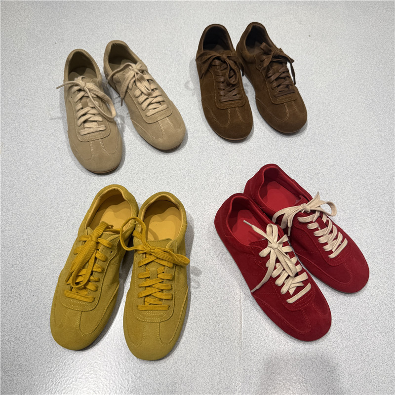 Women's Training Shoes 2025 Autumn/Winter New Color-Block Lace-Up Versatile Sports Casual Retro Cowhide Version of the 