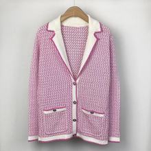 2022春夏新款小香風名媛法式千鳥格粉色優雅減齡針織無袖開衫外套