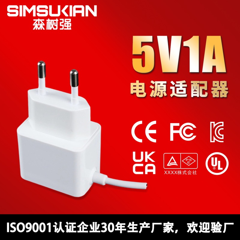 5V1A Power Supply Adapted to European Standard Certified Charging Head E-Book Tablet Switch Charging Source Charger