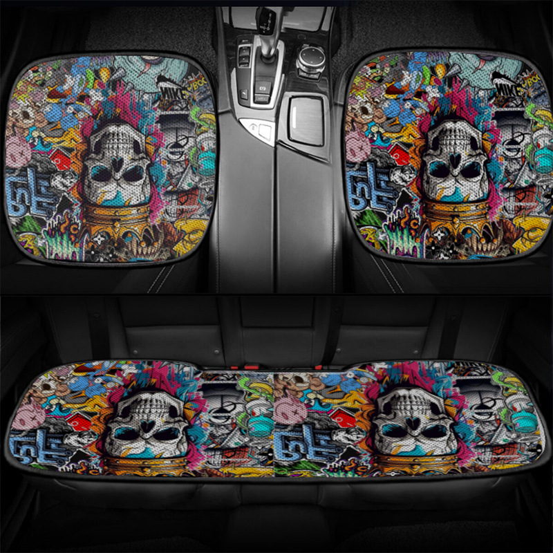 Cross-Border Foreign Trade Summer Universal Car Seat Cushion Set Made of Ice Silk, Three-Piece Set, Minimum Order of One Piece, Custom-Made with Your Own Design, Cooling Seat Cushion
