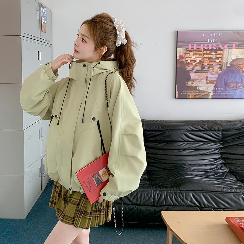 Real Shot Candy Color Hooded Jacket Women's Spring and Autumn New Super Good-looking Loose Workwear Trenchcoat Pike Clothes