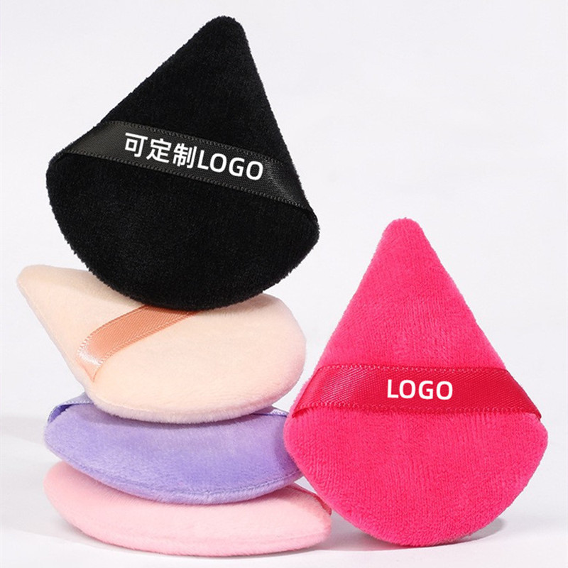 Cross-Border Triangular Dry Powder Puff, Loose Powder Puff, Setting Powder Puff, Non-Powder-Absorbing Velvet Fan-Shaped Powder Puff, Velvet Powder Puff