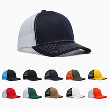 跨境加大拼色微弯平檐鸭舌帽运动广告帽子遮阳网帽卡车司机棒球帽