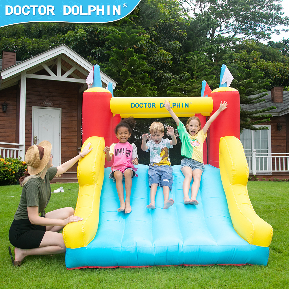 Doctor Delfín | Castillo inflable para niños, pequeño castillo inflable para exteriores, trampolín, tobogán inflable para niños, antideslizante