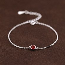 925纯银十二月生辰石天然石海蓝宝手链 跨境新品转运珠优雅手饰品