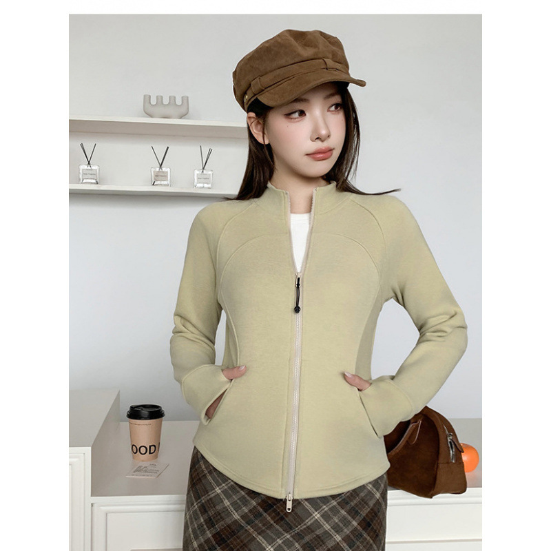 Stand-up collar slim-fit yoga jacket, perfect for layering in autumn and winter, a school uniform essential, soft and close-fitting, slimming top 2631 Stand-up collar slim-fit yoga jacket, perfect for layering in autumn and winter, a school uniform essential, soft and close-fitting, slimming top 2631