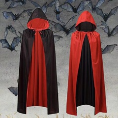 ハロウィーンマント子供大人化粧衣装道具赤黒面立襟死神呪術師マント海賊マント