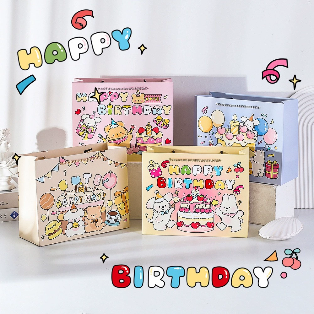 Подарочная сумка с граффити «С Днем Рождения», большая сумка-тоут с героями мультфильмов, праздничная подарочная упаковка, сопутствующая подарочная сумка