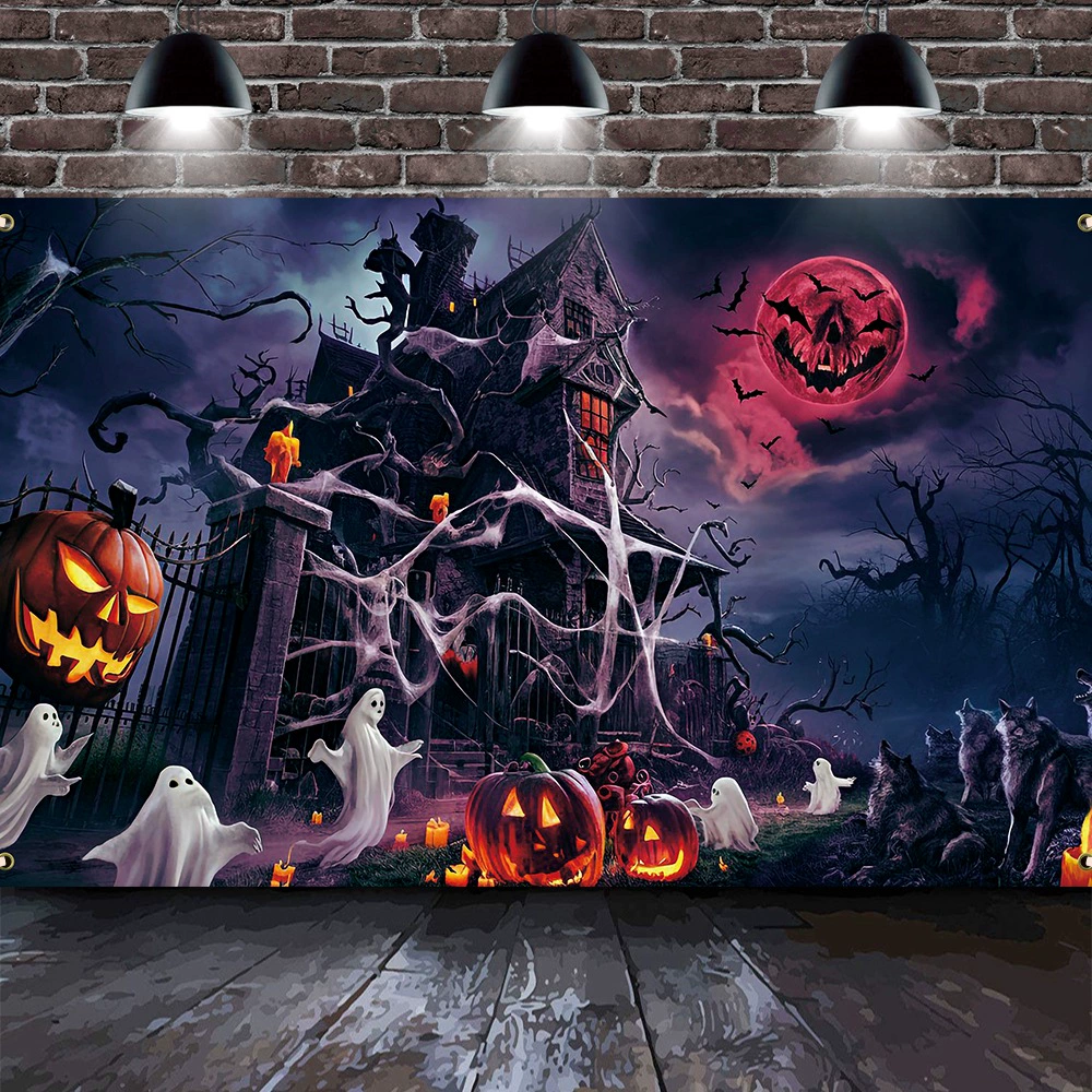 Амазон Halloween Dekor background баннер призрак фестиваль Жуткая атмосфера декор хэллоуин вечер фон ткань