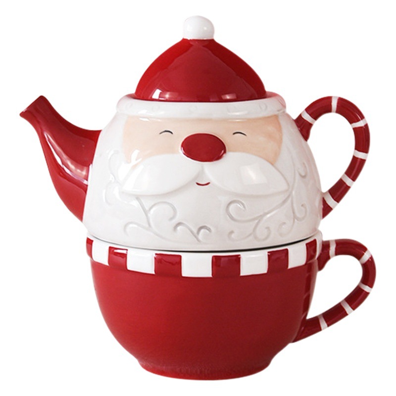 Papá Noel del norte de Europa tetera creativa taza de café tetera set tetera cerámica tetera de flores tetera materna taza de una persona