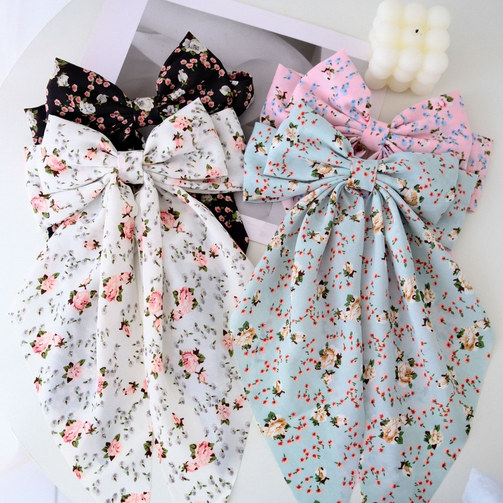 50g Weight Hair Claws Hair Accessories Type 1 Piece Quantity Holiday, Daily Occasion Bow Knot Pattern Women's Gender Floral Design Sweet, Pastoral Style Women's Sweet Pastoral Bow Knot Cloth Floral Hair Claws 18