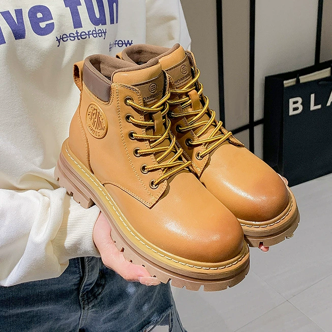 [Первый слой воловьей кожи] Ботинки Martin Женские новые сапоги из ревеня 2023 года Женские рабочие сапоги с внутренней отделкой, большие кожаные женские короткие сапоги в стиле ретро