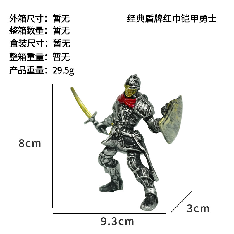 Guerrero de armadura de bufanda roja de escudo clásico