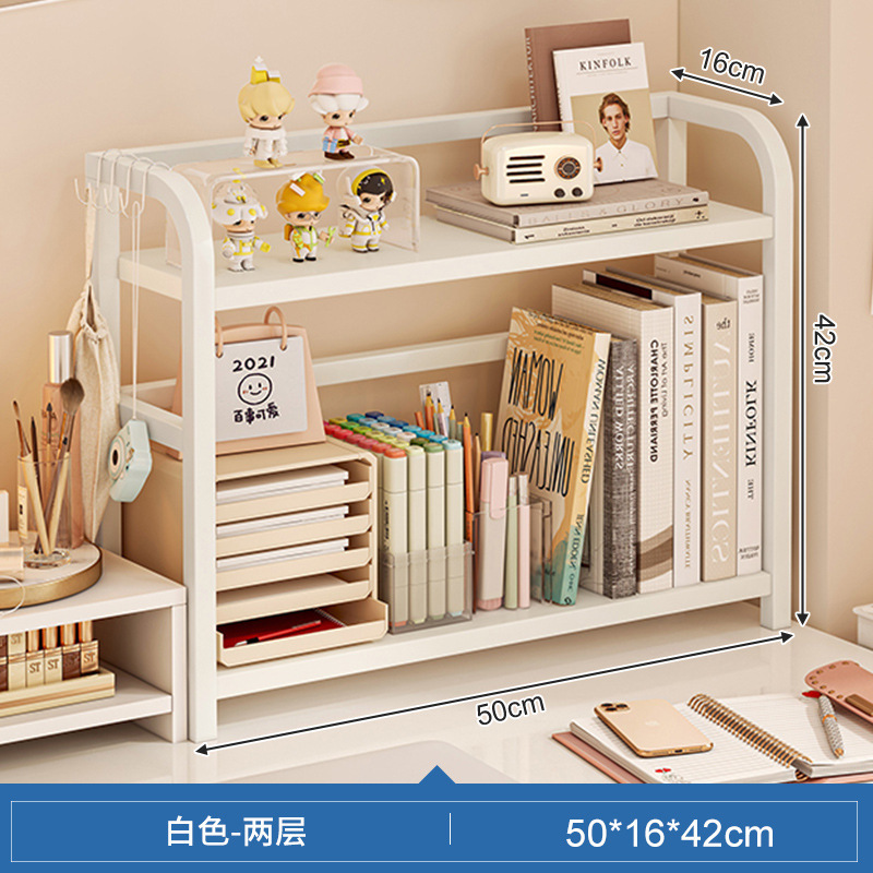 Estante de escritorio de escritorio de almacenamiento de estantes de escritorio de escritorio de oficina dormitorio de estudiantes libros cosméticos hierro forjado acabado estante