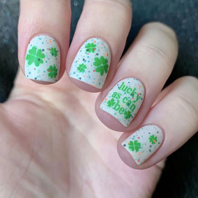 Wear Nail Art Square St Patrick's Day Clover Scrub Finished Wholesale Lucky Cross Border Nail Stickers Wear Nail Art Square St Patrick's Day Clover Scrub Finished Wholesale Lucky Cross Border Nail Stickers