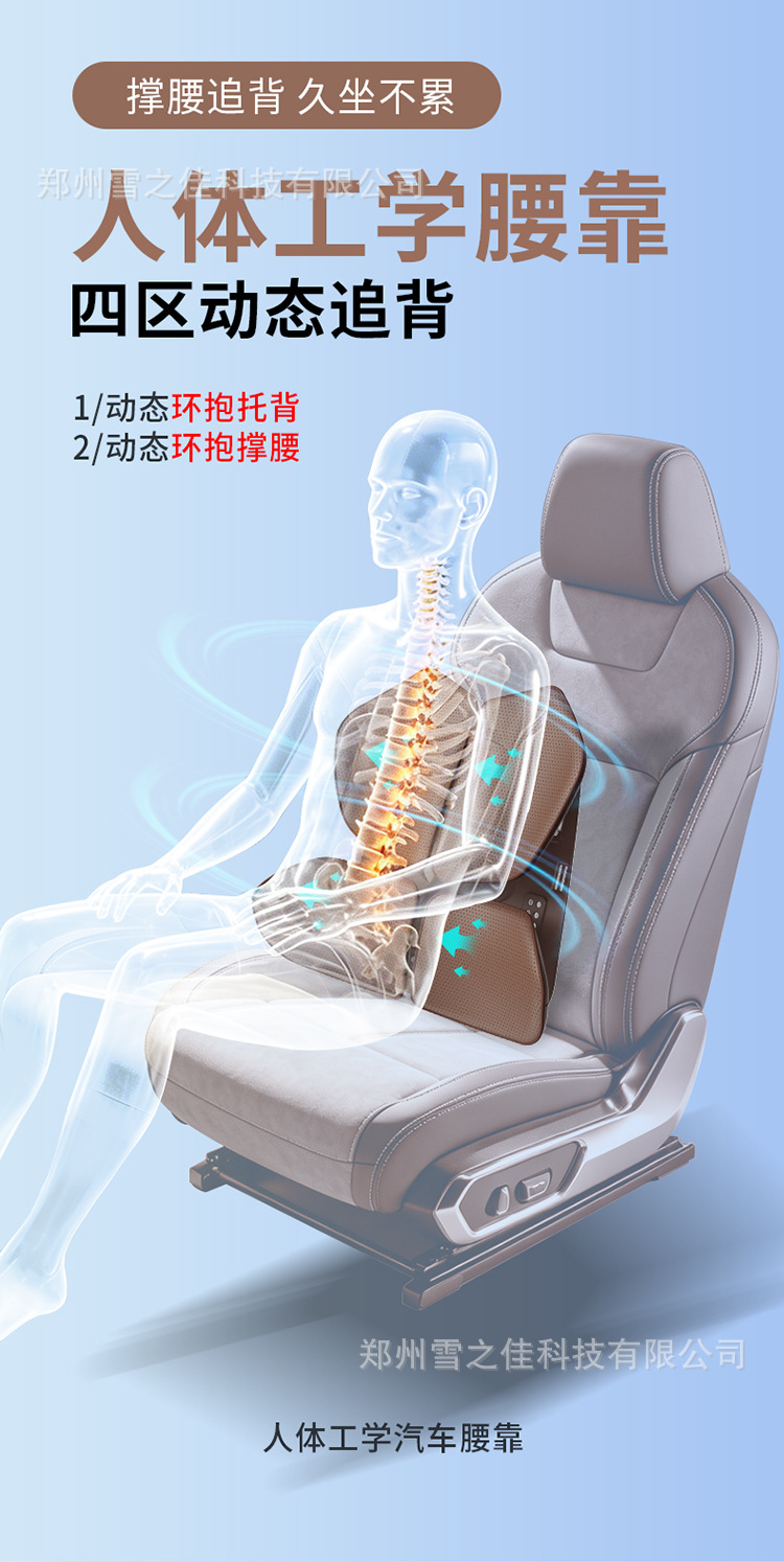 Car Ergonomic Lumbar Support Office Car Seat Back Cushion for Long Sitting Comfort Seat Lumbar Pad