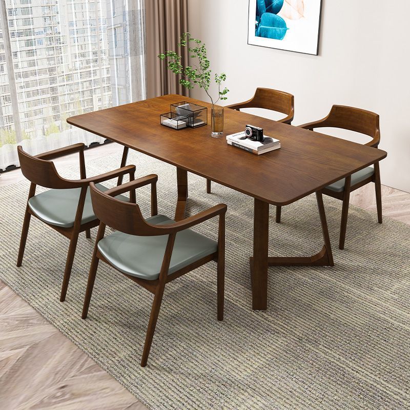 Light Luxury Solid Wood Long Dining Table Log Round Table Coffee Table Coffee Table Nordic Backrest Armrest Multi-person Hiroshima Table and Chair Combination