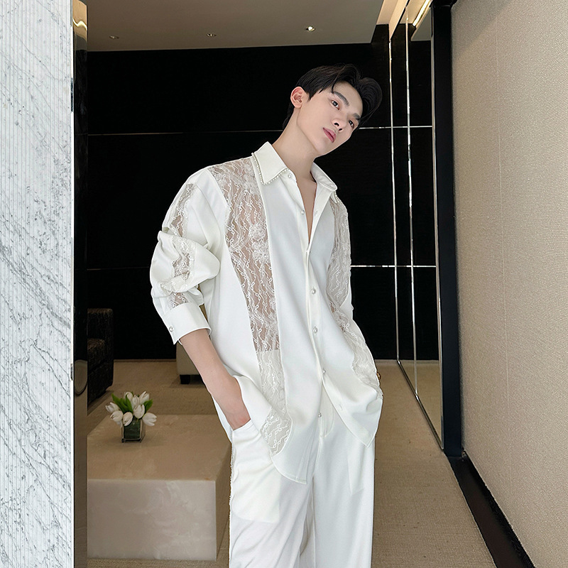 Niche Hollow Lace Tops for Men and Women, French Retro Designer High-End Long-Sleeved Shirts, Abstinence Cardigans