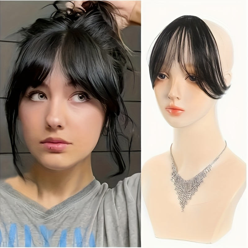 French-Style Air Bangs Hairpiece, Real Hair Fringe, Invisible Seamless Hair Patch for Women, Cross-Border Source