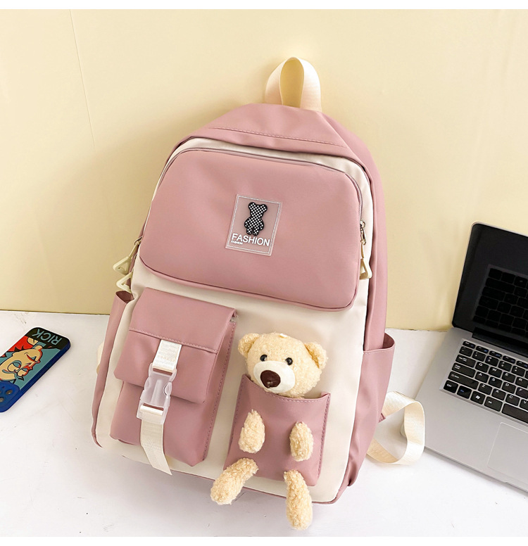 Zaini per bambini, nuovi zaini scolastici per studenti universitari, zaino per bambine con bambola e orso dei cartoni animati, zaino casual carino per donne_voghion.com