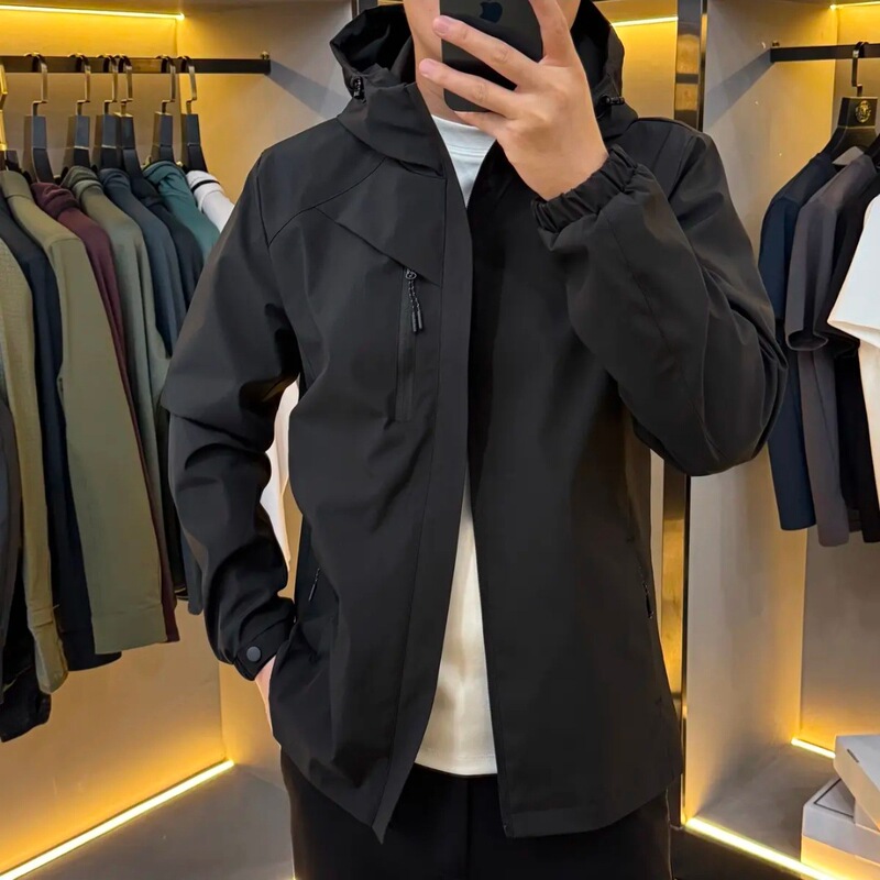 Autumn and Winter New Hooded Men's Cotton Light Luxury European Jacket Sports Autumn Casual Versatile Outdoor Business Jacket