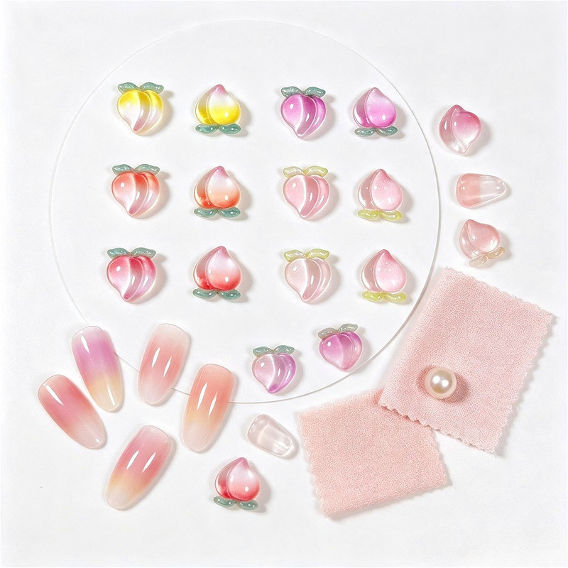Handmade accessories, simulated peach fruit, DIY resin earrings, hair clips, phone cases, nail art, porcelain decoration accessories