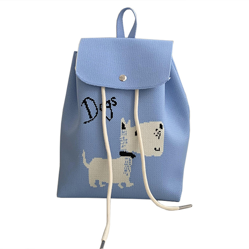 Mochila de alta calidad para damas nueva personalidad de dibujos animados versátil de gran capacidad de viaje bolsa de tejido portátil mochila de punto