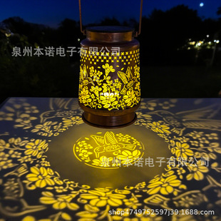 Cross-Border Solar Waterproof Hummingbird Hollow Courtyard Lamp Garden Camping Lawn Iron Decoration Hanging Projection Lamp