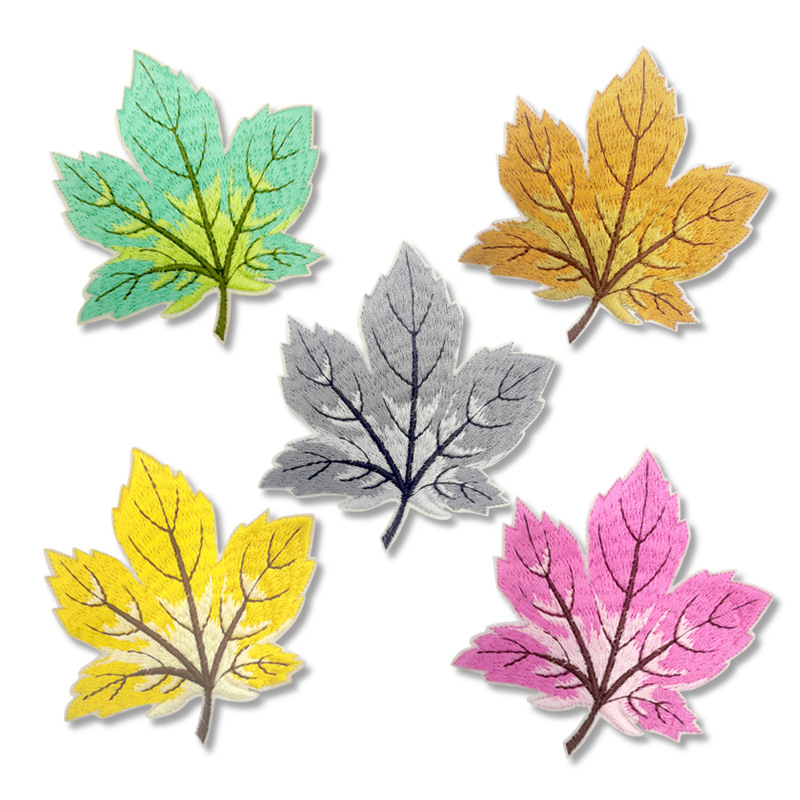 枫叶刺绣布贴衣服裤子补丁熨烫贴时尚绣花贴DIY包布贴厂家直供